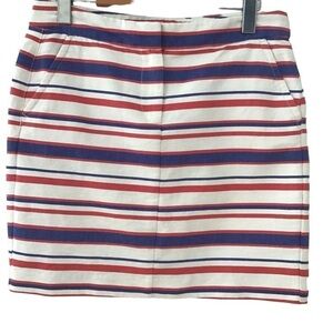 TOMMY Hilfiger mini skirt white navy blue red cotton zip front size 2